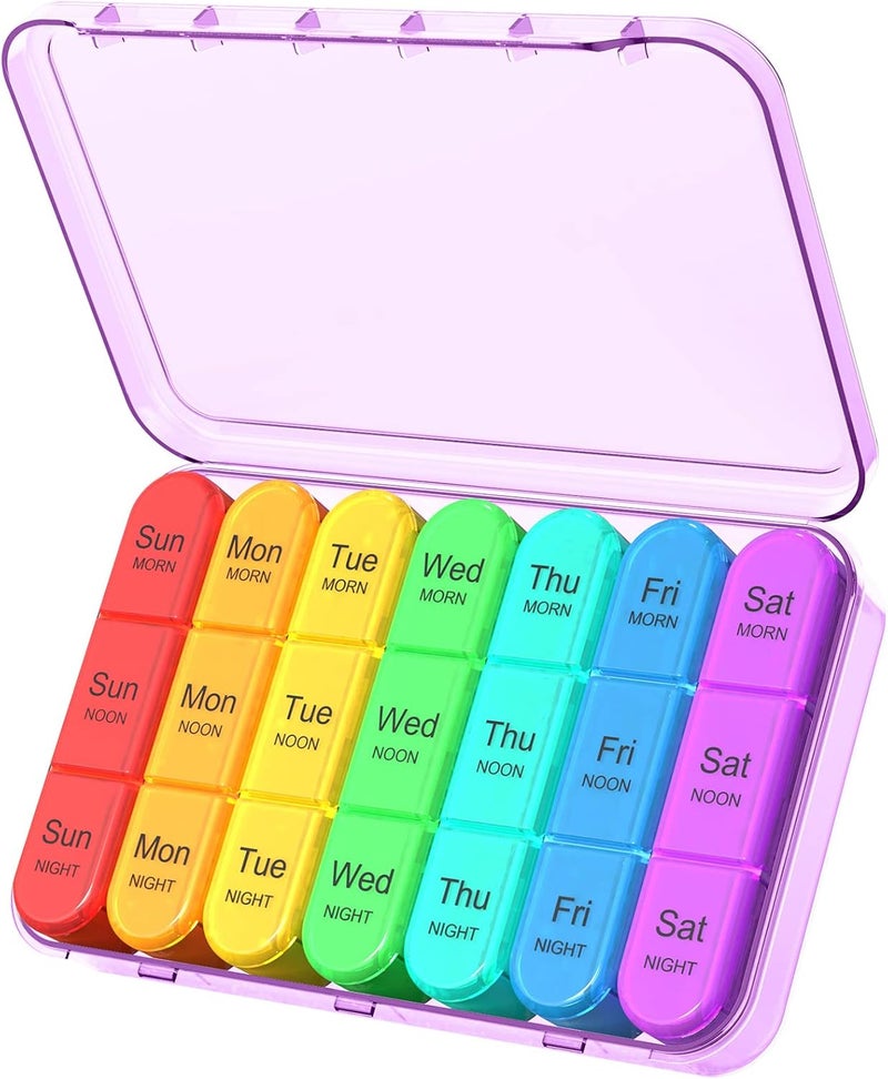 Daviky Weekly Pill Organizer 3 Times a Day, Travel Pill Organizer 3X a Day, Pill Box 7 Day, Daily Pill Box Organizer, Pill Cases Organizers 7 Day, Medicine Organizer to Hold Vitamins and Medication - Image 1