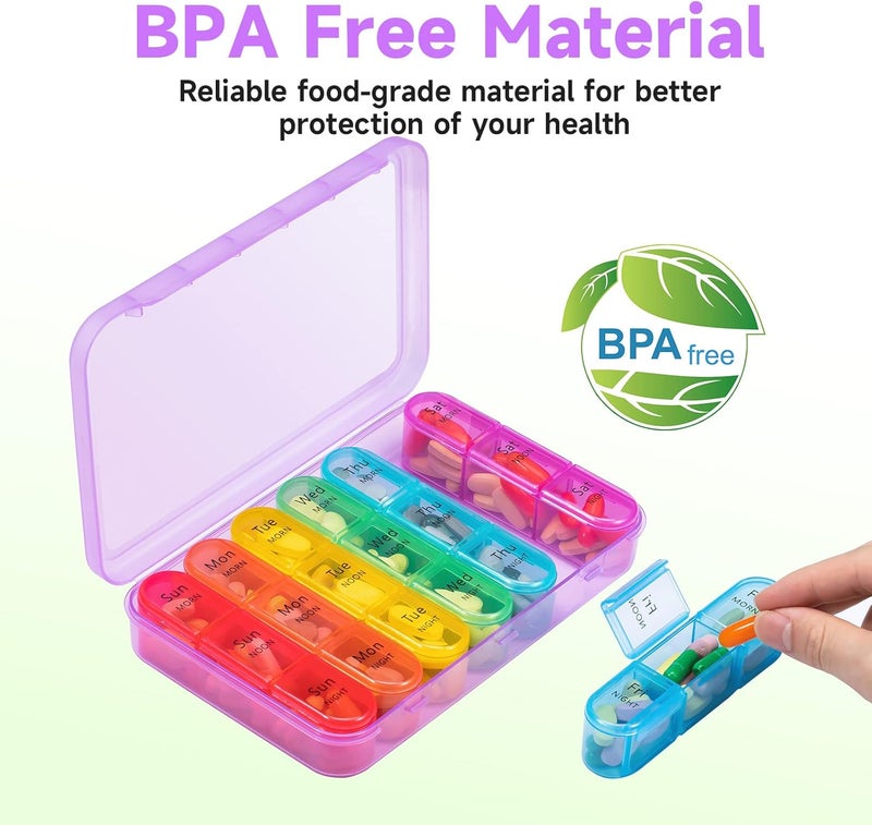 Daviky Weekly Pill Organizer 3 Times a Day, Travel Pill Organizer 3X a Day, Pill Box 7 Day, Daily Pill Box Organizer, Pill Cases Organizers 7 Day, Medicine Organizer to Hold Vitamins and Medication - Image 4