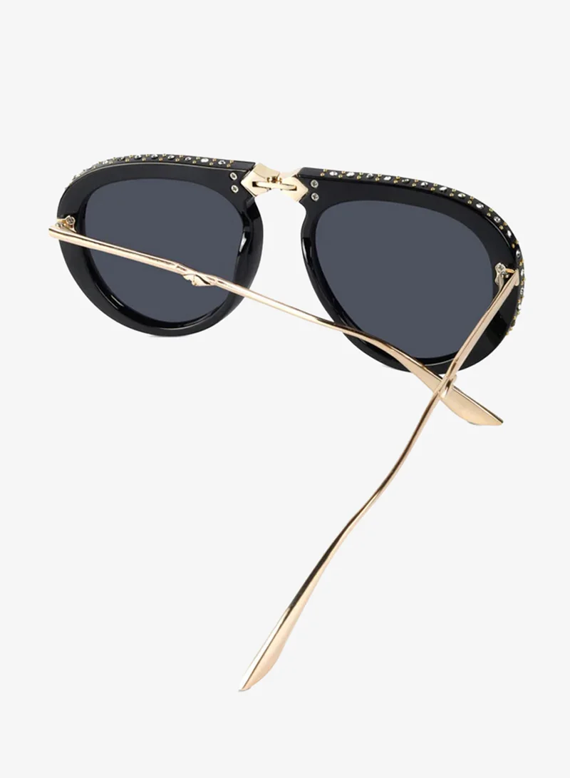 Woggles Red Pappy Crystara Black Aviator Sunglasses