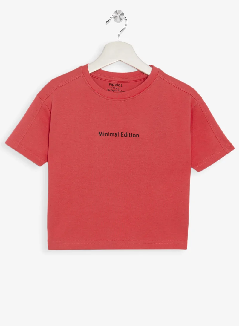 Ripples Girls Round Neck Tee & Wide-Leg pant Set