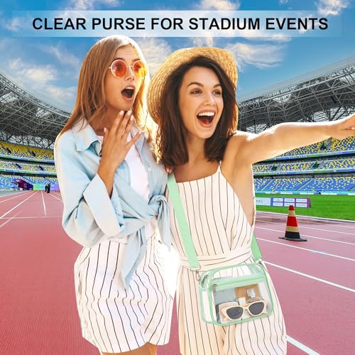 Busiuw Clear Bag for Stadium Events Stadium Approved Small Mini Clear Purse with Wide Adjustable Strap Womens TopHandle Handbags for Sports Concerts FestivalsAvocado Green - Image 3