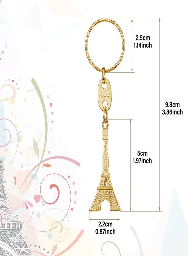 Inbagi 120 Pcs Eiffel Tower Keychain Retro French Souvenirs Paris Eiffel Tower Keyring for Home Jewelry Table Decor Gifts (Gold) - Image 2