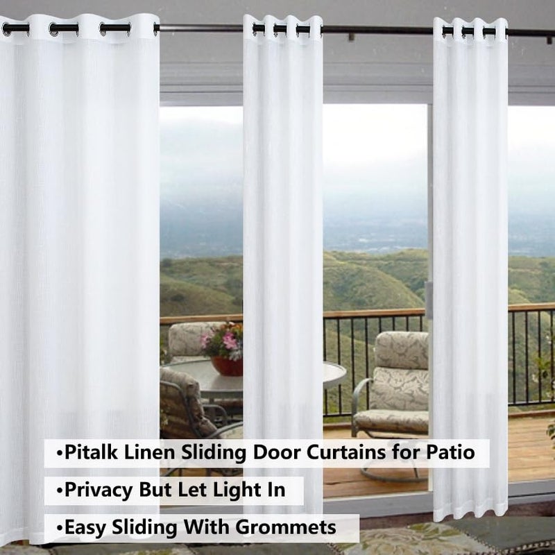 Pitalk White Linen Curtains 78 Inches Long for Living Room Grommet Modern Farmhouse Cotton Lace Textured Light Filtering Semi Sheer Curtains 78 Inch Length 2 Panels for Bedroom Vintage Victoria Decor - Image 2