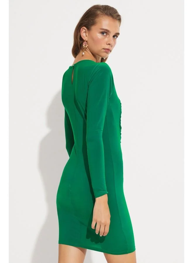 JUNE Ruched Longsleeve Dress