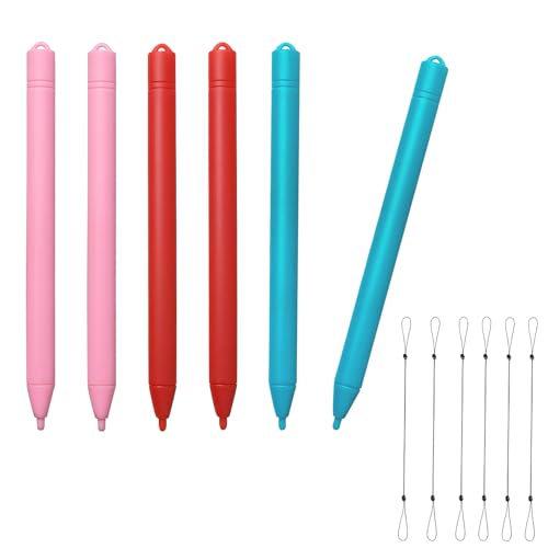 Yemotopro Replacement Stylus Drawing Pen for LCD Writing Tablets with 6 Elastic Lanyards Colorful Stylus Pen for Kids Drawing Tablet Compatible with Boogie Board Pen for LCD Drawing Pad for Kids 4.8" 6 PCS - Image 1