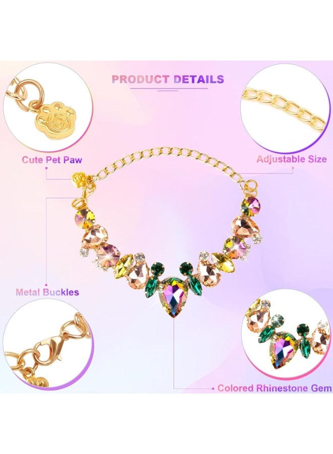 SYOSI Dog Collar and Cat Collar, Gold Chain Pet Necklaces, Stainless Steel Adjustable Collars with Yellow Diamonds, Stylish Jewelry for Small Medium Dogs, Cats, Kittens or Puppies (Gold) - Image 3