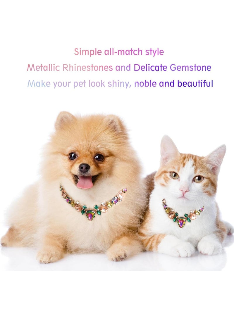 SYOSI Dog Collar and Cat Collar, Gold Chain Pet Necklaces, Stainless Steel Adjustable Collars with Yellow Diamonds, Stylish Jewelry for Small Medium Dogs, Cats, Kittens or Puppies (Gold) - Image 4