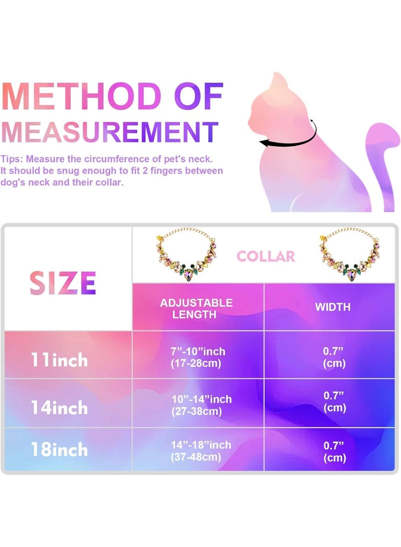 SYOSI Dog Collar and Cat Collar, Gold Chain Pet Necklaces, Stainless Steel Adjustable Collars with Yellow Diamonds, Stylish Jewelry for Small Medium Dogs, Cats, Kittens or Puppies (Gold) - Image 2