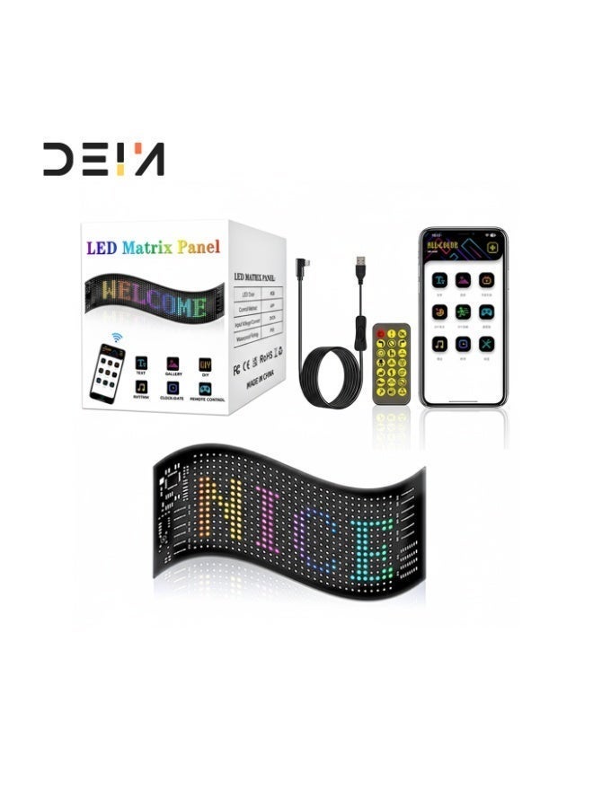 DEIN Flexible RGB LED Sign 16x64 Pixels | APP Control | USB Powered Display Screen for Shops, Car, Party, Wedding & Restaurants Decorations | Customizable Text & IP65 Waterproof - Image 1