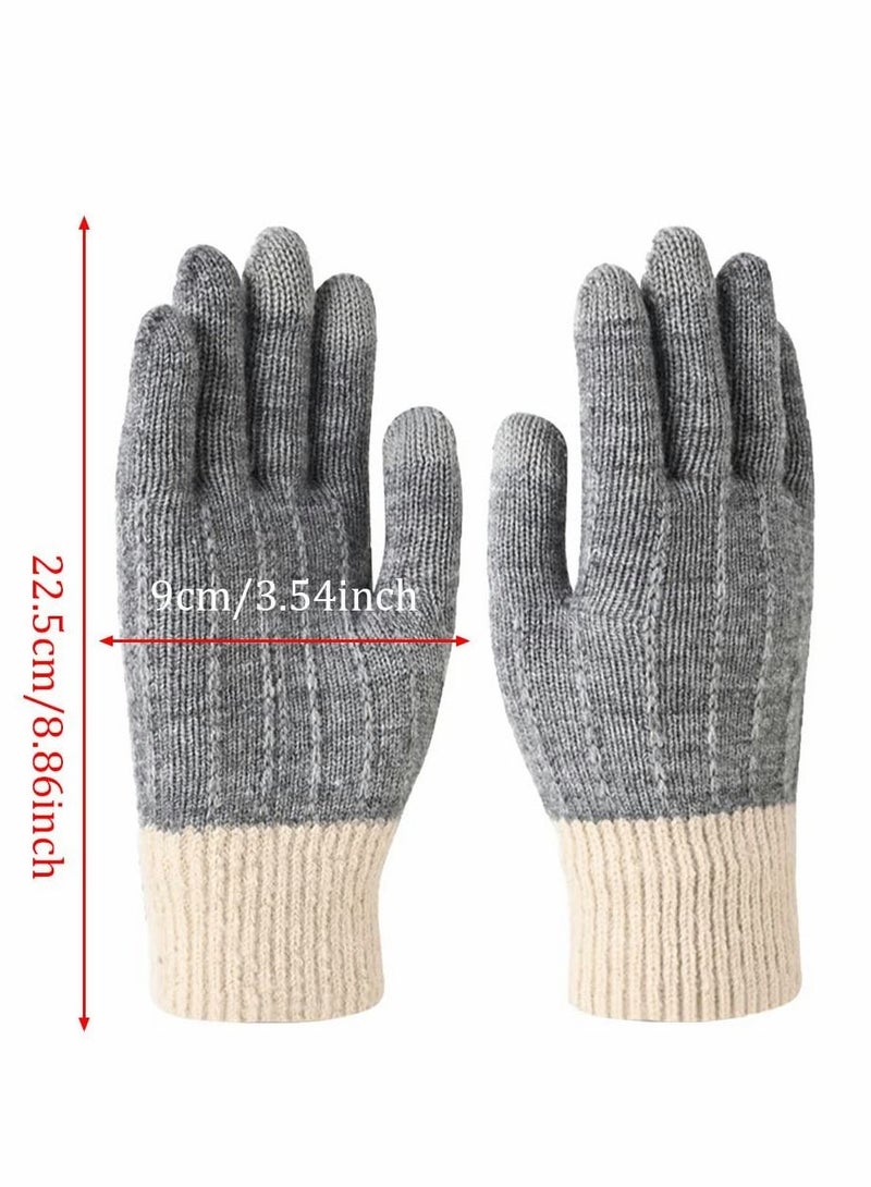 Y&D Winter Gloves for Women Touch Screen Knitted Thermal Grey Wool Soft Lining Elastic Cuff Mittens  - Image 5