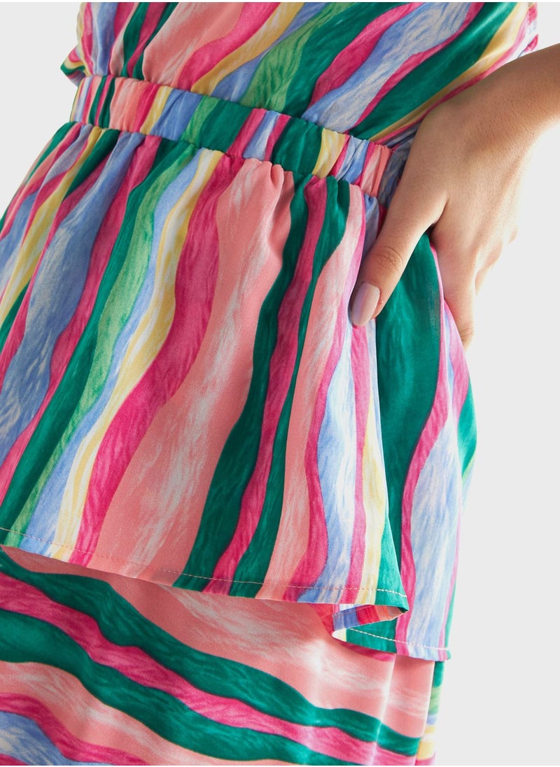 FAV V-Neck Ruched Waist Contrast Top  - Image 3