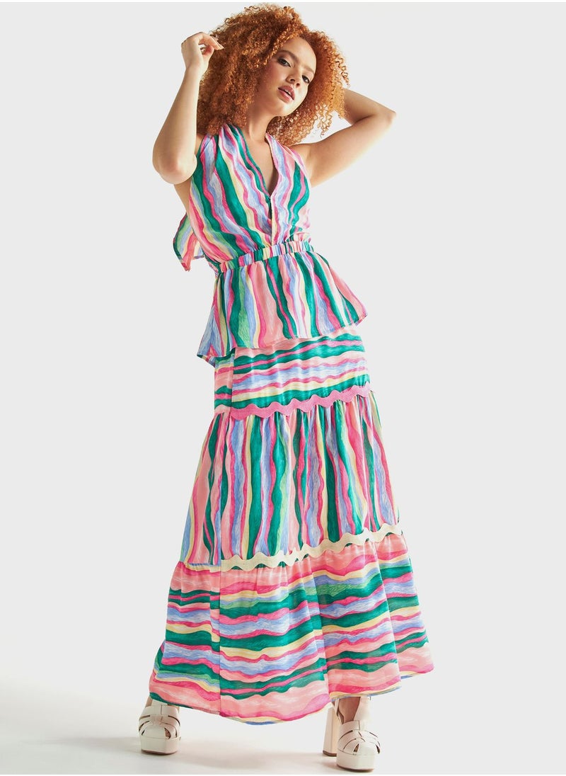 FAV V-Neck Ruched Waist Contrast Top  - Image 4