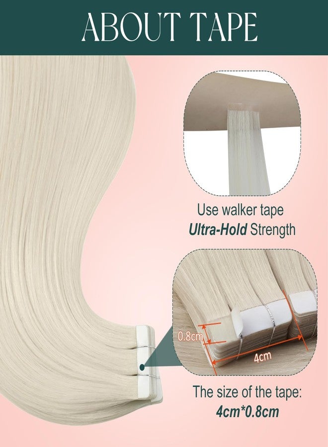 Easyouth 24 Inch Blonde Tape in Hair Extensions Human Hair Tape in Extensions White Blonde Tapes Hair Extension Real Human Hair for Long Straight Hair 20pcs 50g - Image 5