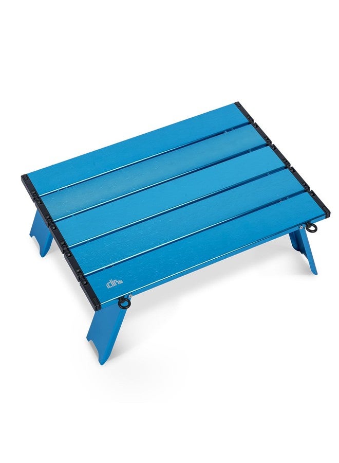 iClimb Ultralight Compact Mini Beach Picnic Folding Alu. Table with Carry Bag, Two Size (Blue - S) - Image 1