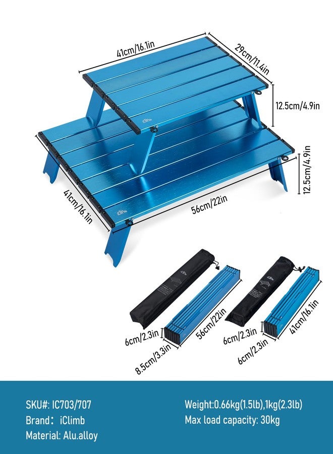 iClimb Ultralight Compact Mini Beach Picnic Folding Alu. Table with Carry Bag, Two Size (Blue - S) - Image 5