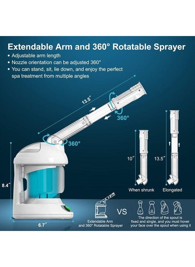 DENFANY - Hair Steamer, 2 in 1 Hair and Face Steamer for Natural Hair with UV Ozone, Face Steamer Hair Humidifier Moisturising Hydration System Sprayer for Personal Care Use at Home and Salon - Image 1