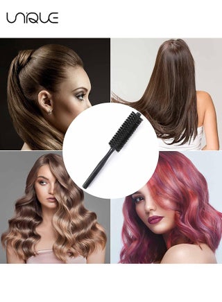 2 Pieces Thick Round Hair Comb Bristle Round Hair Brush Blow Drying Hairbrush Small Brush Short Hair Massage Comb Head Massage Round Brush Roll Hairbrush for Wet or Dry Hair (Black, Wood Color) - view 5