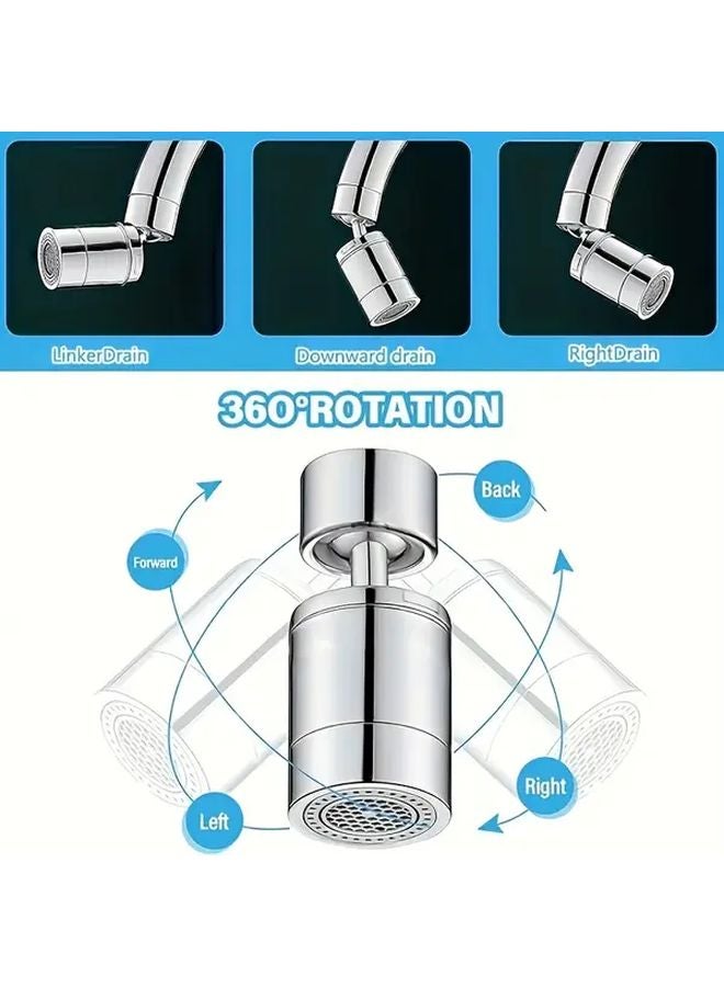 360 Degree Rotating Kitchen Faucet With 2 Flow Modes Universal Adapter ABS Plastic - Image 4
