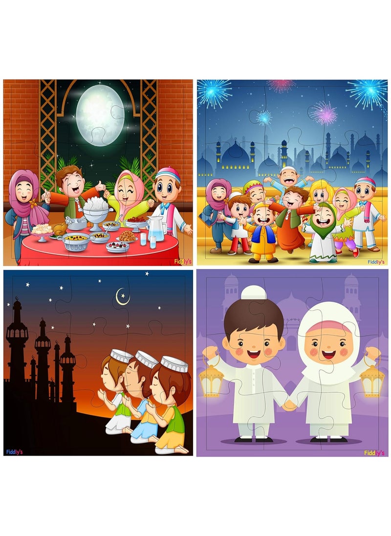 فيدلايز ألغاز خشبية للأطفال من فيدلي - 9 قطع (مهرجان عيد - مجموعة من 4) عمر 3+  - Image 1