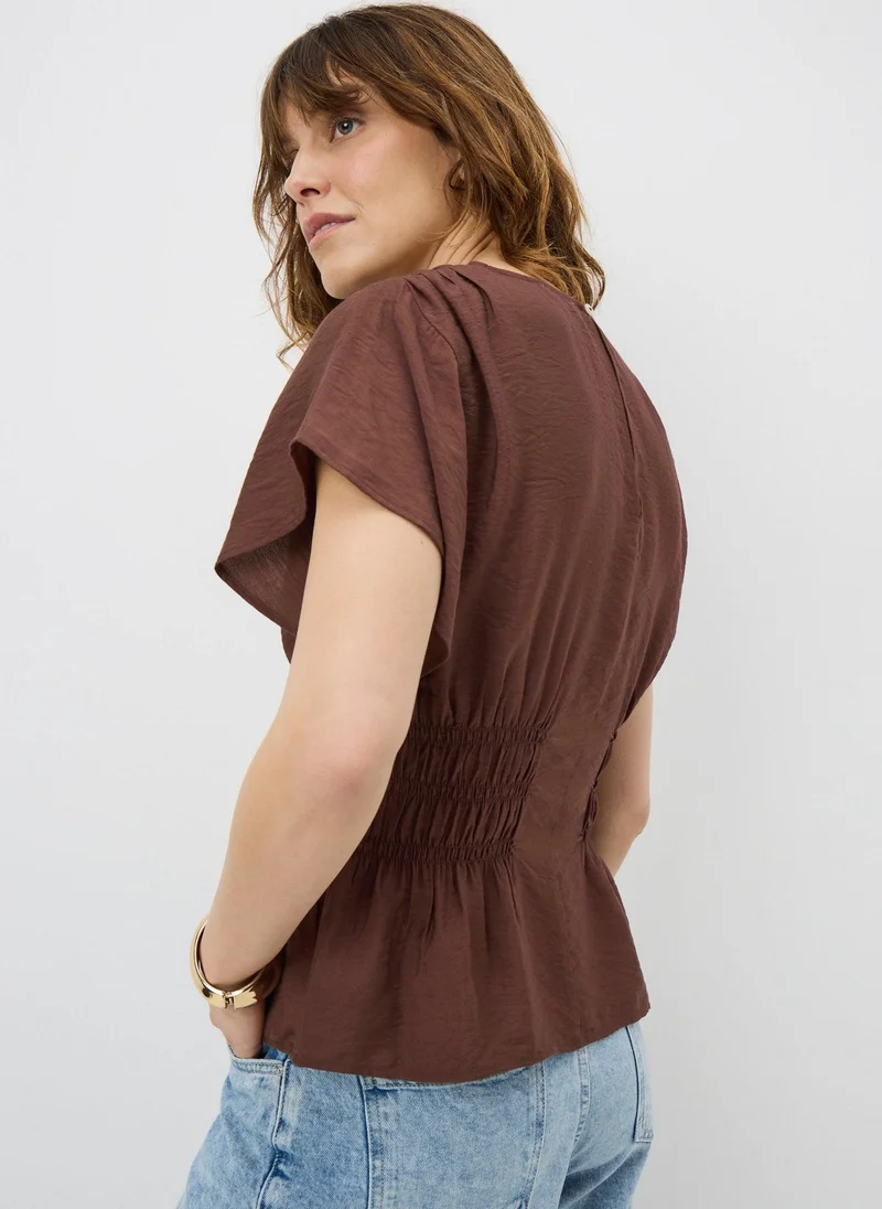 Matalan Brown Chocolate Brown Cinched Waist Blouse for Women | Best Price UAE