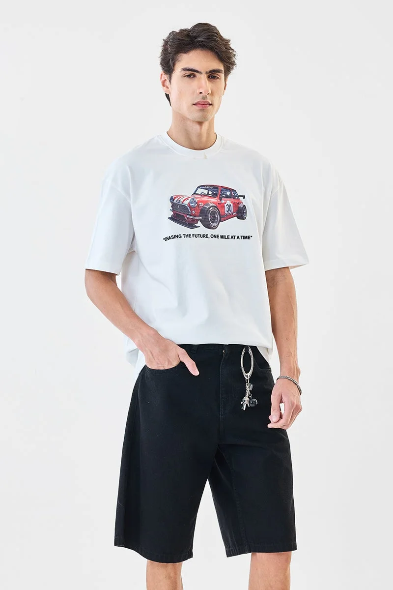 سنيتش تيشيرت قطن % مطبوع كبير الحجم