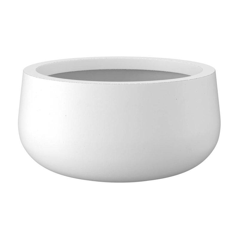 Kante 11.8" Dia Round Concrete Planter, Cement Plant Pots with Drainage Hole and Rubber Plug for Outdoor Indoor Garden Home, Modern Curvaceous Design, Pure White - Image 1