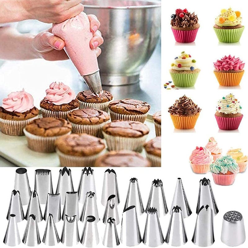 44-Piece Set Of Stainless Steel Piping Nozzle Suit Cake Piping Bag Converter Cake Baking Tools - Image 5