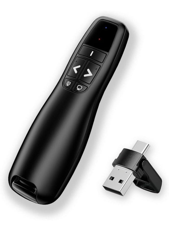 Wireless Presenter Remote Controller, Wireless USB Presenter PowerPoint Red Laser Pen Pointer PPT Clicker for Presentation USB-A & USB-C/Type-C - Image 1