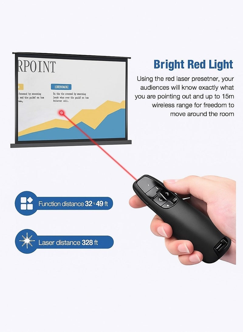 Wireless Presenter Remote Controller, Wireless USB Presenter PowerPoint Red Laser Pen Pointer PPT Clicker for Presentation USB-A & USB-C/Type-C - Image 2