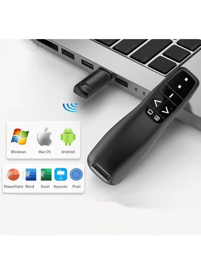 Wireless Presenter Remote Controller, Wireless USB Presenter PowerPoint Red Laser Pen Pointer PPT Clicker for Presentation USB-A & USB-C/Type-C - Image 3