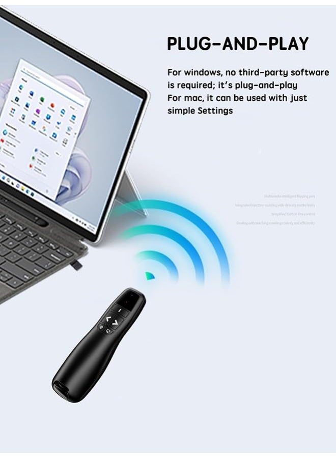 Wireless Presenter Remote Controller, Wireless USB Presenter PowerPoint Red Laser Pen Pointer PPT Clicker for Presentation USB-A & USB-C/Type-C - Image 4