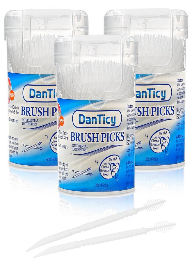 DanTicy Brushpicks Interdental Toothpicks,Soft Bristle Dental Floss Picks Toothpicks,Helps Removes Plaque and Debris Between Your Teeth 900PCS (Pack of 3) - Image 1