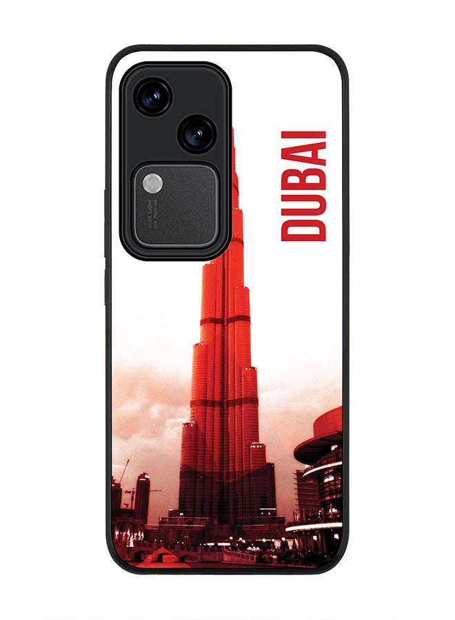 Stylizedd Rugged Black edge case for Vivo V30 5G, Slim fit Soft Case Flexible Rubber Edges Anti Drop TPU Gel Thin Cover -  Dubai - The Burj - Image 1