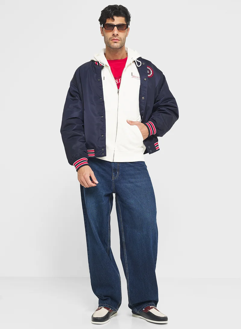 Guess Jeans Embroidered Patch Varsity Jacket