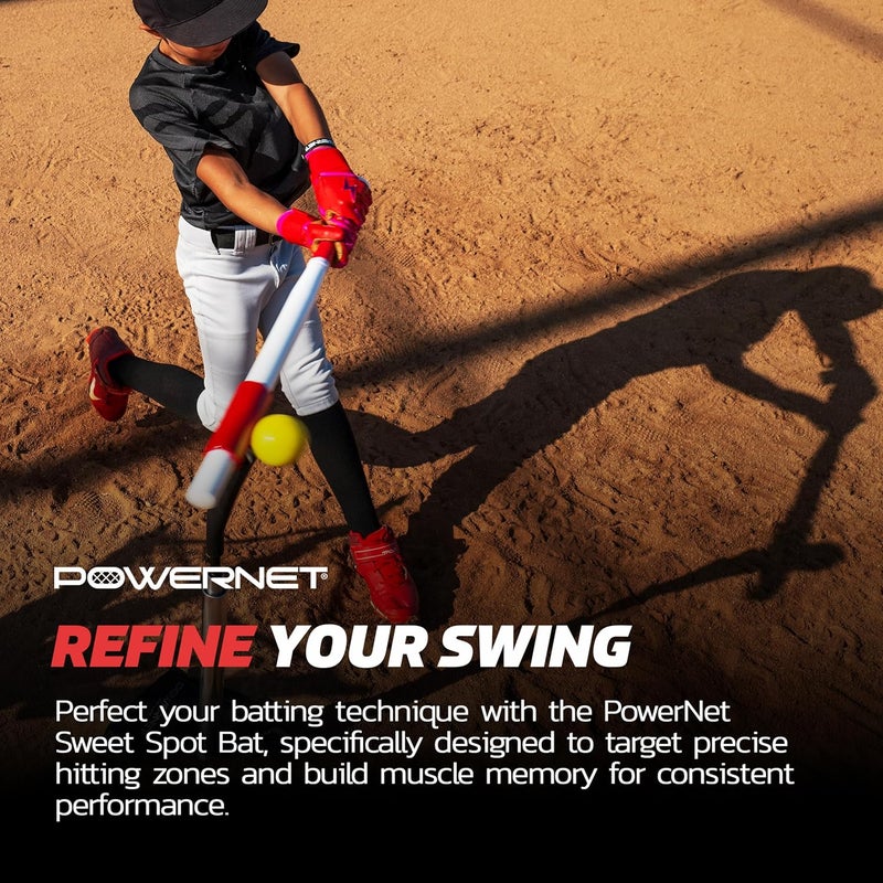 PowerNet Sweet Spot Softball Baseball Hitting Trainer Bat, Develop Proper Swing Technique & Hitting Location, Baseball Trainer Bat, Batting Practice Equipment (27" /24 oz, 31" /28 oz or 34" /32 oz) - Image 4