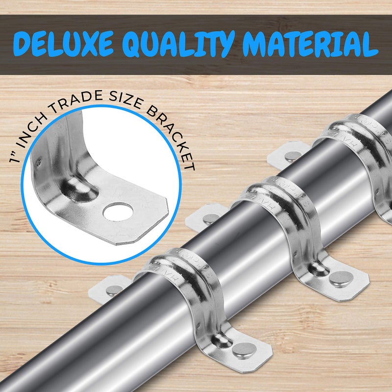 Ohlectric Pipe Support Strap - Steel Pipe Strap With 2 Holes - Heavy-Duty 1 Inch U Bracket - Zinc Coated Tension Tube Clip - Pipe Clamp For Emt Conduits - Ol-72860 - 25 Pcs - Image 4
