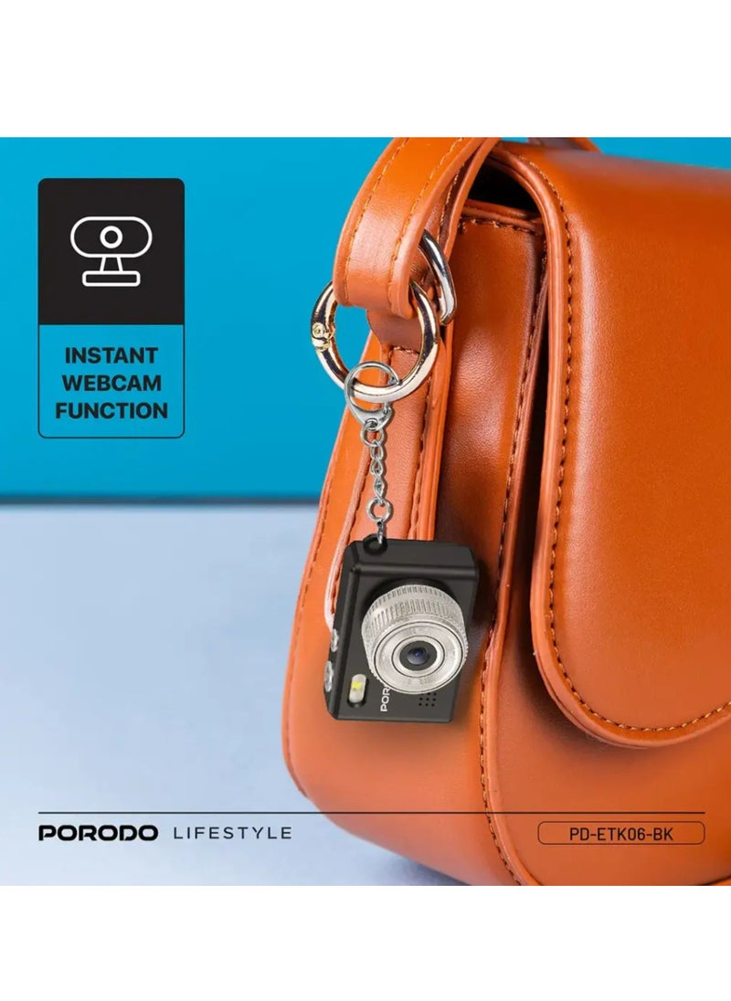porodo Snap & Go Mini Digital Camera 2MP / Full HD Camera Video Resolution / Portable Camera with Lightweight / 6 Color Filters / Instant Webcam Function / AVI and JPG Format - Black  - Image 5