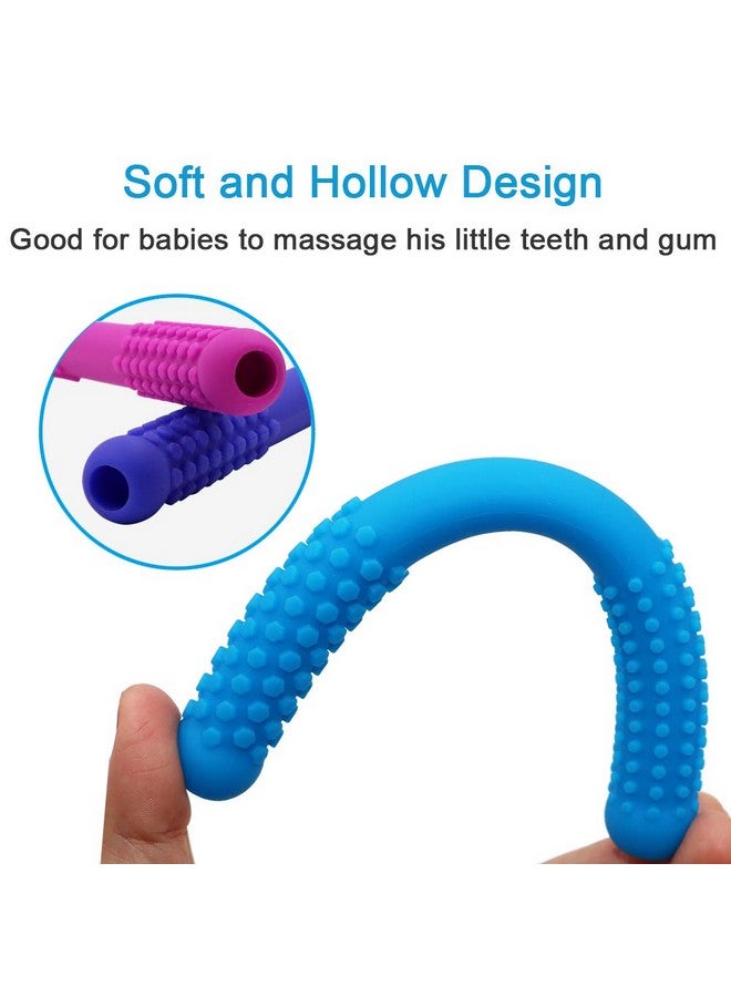 Atsky Hollow Teething Tubes Toys for Babies Girls Boys, 5 Pack Silicone Baby Teether Toy Tube for Infants with Nursing Biting Chewing, Chew Straws for Toddlers 6-12 Months (Style A) - Image 4