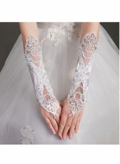 Satin Gloves, Formal Bridal Banquet Party Wedding Opera Black Mitten, Bow Lace Elegant with Wrist Ruffle Gloves for Women