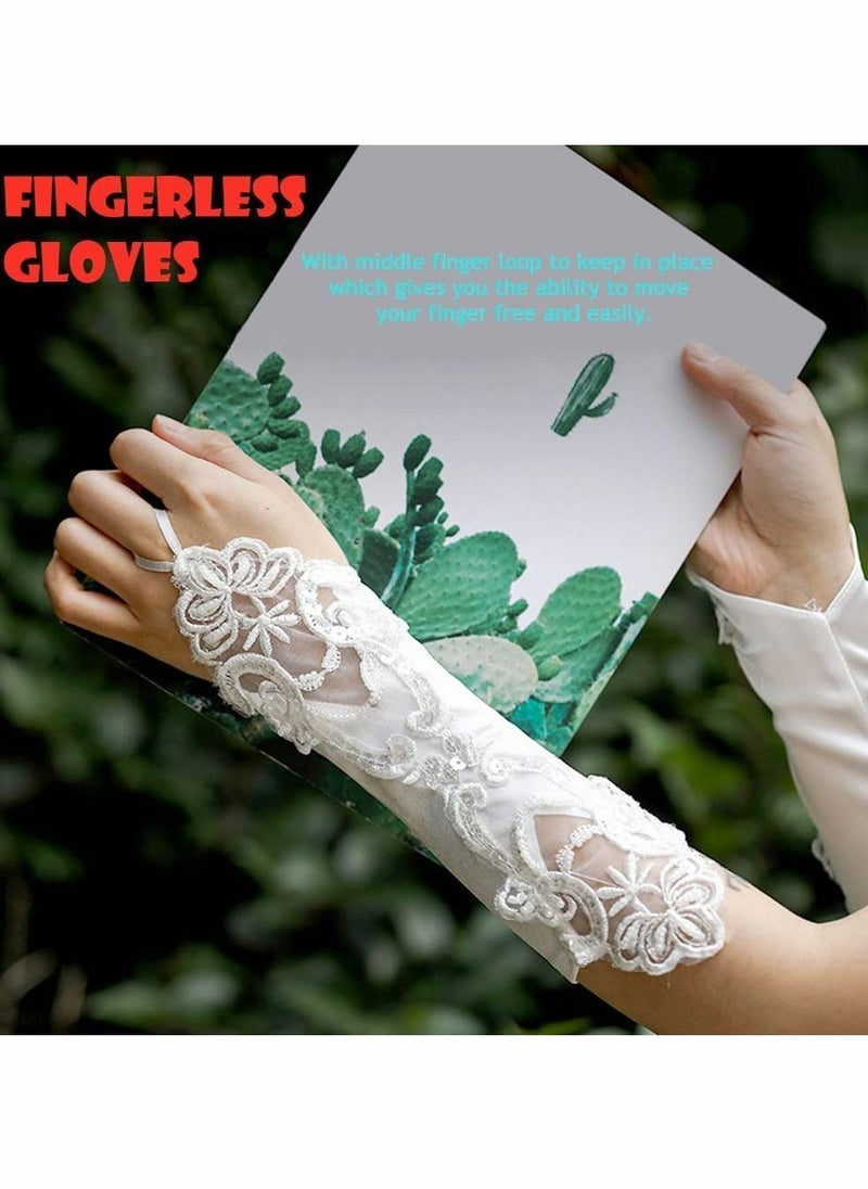 Y&D - Satin Gloves, Formal Bridal Banquet Party Wedding Opera Black Mitten, Bow Lace Elegant with Wrist Ruffle Gloves for Women - Image 1