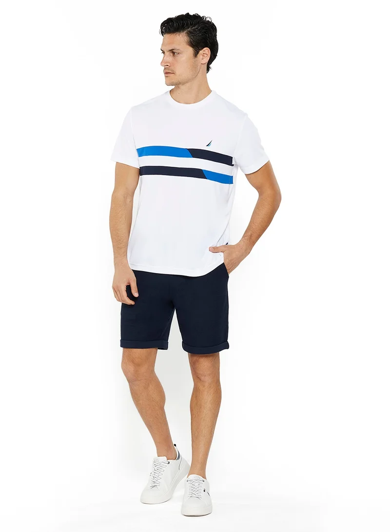 NAUTICA Contrast Striped Relaxed Dry-fit Crew Neck T-shirt