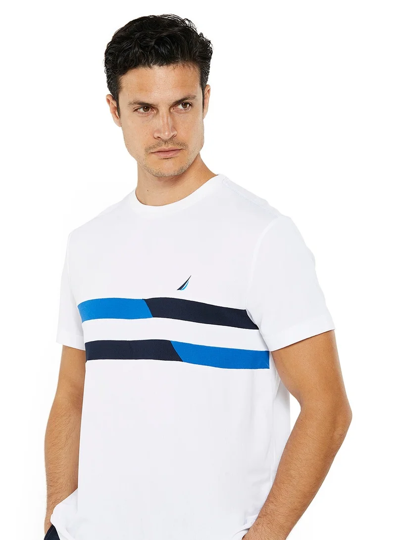 NAUTICA Contrast Striped Relaxed Dry-fit Crew Neck T-shirt