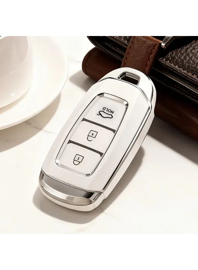 غطاء تي بي يو ممتاز كامل التغطية لمفتاح السيارة لهيونداي سانتا، i30، ix35، إنسينو، كونا، سولاريس، أزيرا، جرانديور، إلنترا، أكسنت - حافظة واقية متينة بلمسة لامعة وعلامات الأزرار اللون: أسود - Image 3