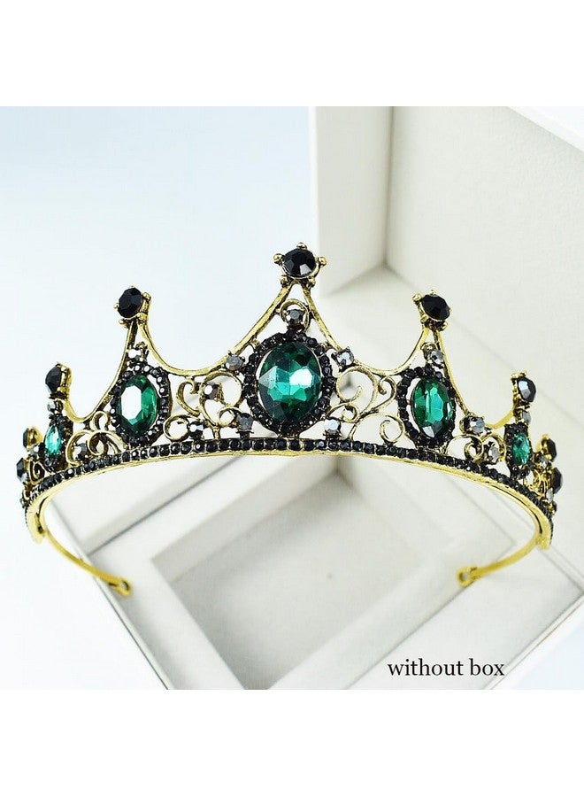 TOCESS Ocess Green Vintage Crown And Tiara For Women Princess Crown Queen Tiara Crystal Rhinestone Hair Accessories For Girls Bridal Bride Wedding Prom Birthday Prom Costume Festival Party (Green Crown) - Image 5