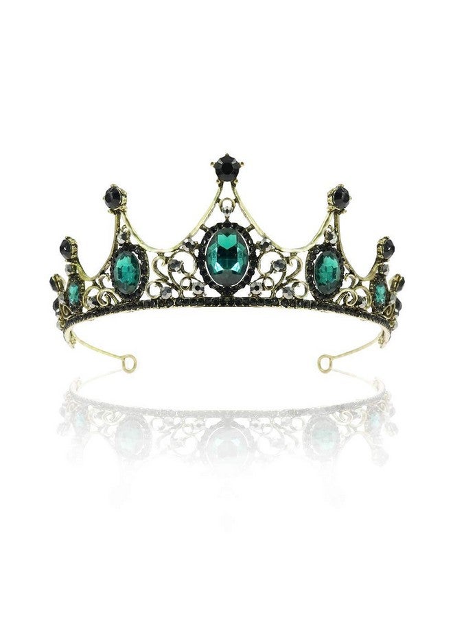 TOCESS Ocess Green Vintage Crown And Tiara For Women Princess Crown Queen Tiara Crystal Rhinestone Hair Accessories For Girls Bridal Bride Wedding Prom Birthday Prom Costume Festival Party (Green Crown) - Image 2
