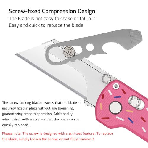 OKNIFE U1 Pro Multitool Folding Utility Knife with Folding Screwdriver, Quick Change Blade, Rail Lock & Pocket Clip for Men Women（Doughnut） - Image 3