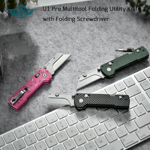 OKNIFE U1 Pro Multitool Folding Utility Knife with Folding Screwdriver, Quick Change Blade, Rail Lock & Pocket Clip for Men Women（Doughnut） - Image 2