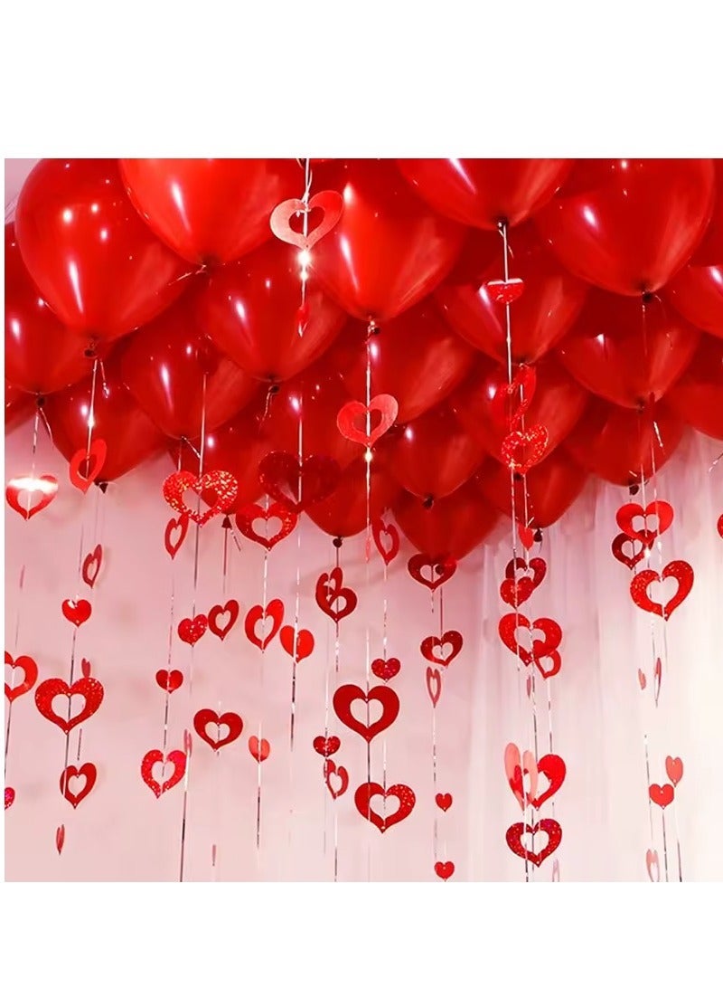 200pcs Red Heart PVC Hanging Ornament Party Decoration For Proposal Wedding Valentines - Image 3