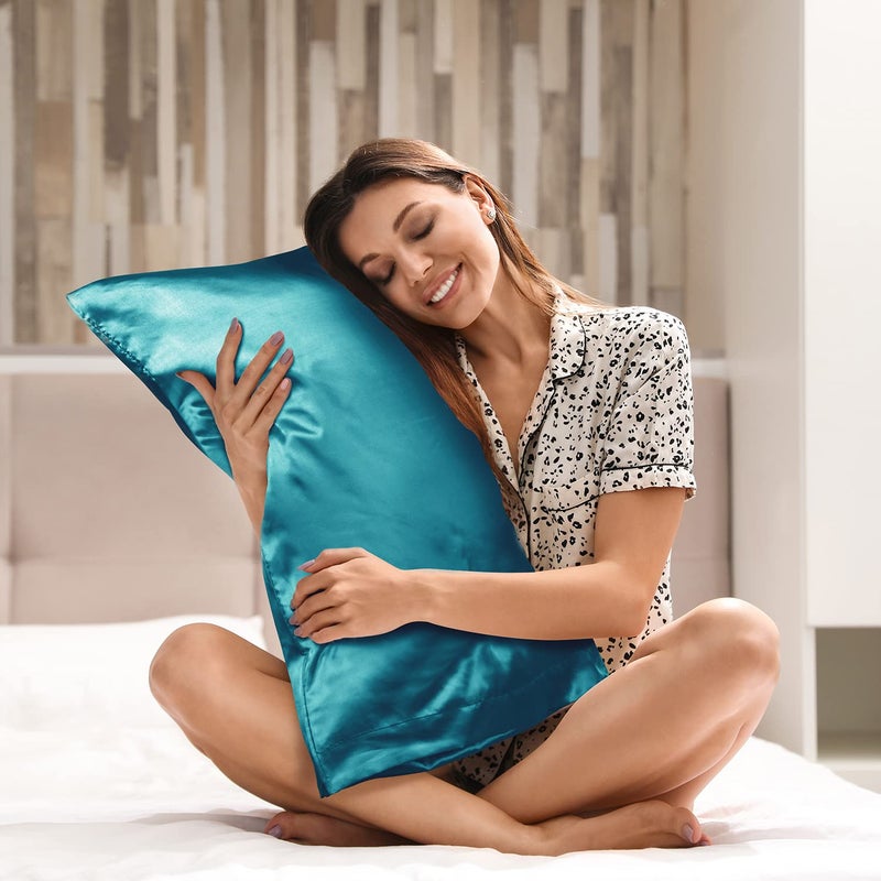 بيديليت وضع وسادة ساتين بيدليت للشعر والبشرة الملكة وسادة مجموعة من 2 عبوة سوبر ناعم ناعم حريري وسادة مع إغلاق المغلف (20x40 بوصة) - Image 2