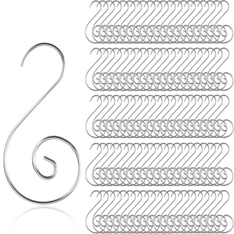 T-Antrix Ornament Hooks, Christmas Ornament Hangers, Christmas Tree Hanger Baubles Ball Metal Hooks Xmas Decoration S Hooks, 45mm 100 PCS - Image 1